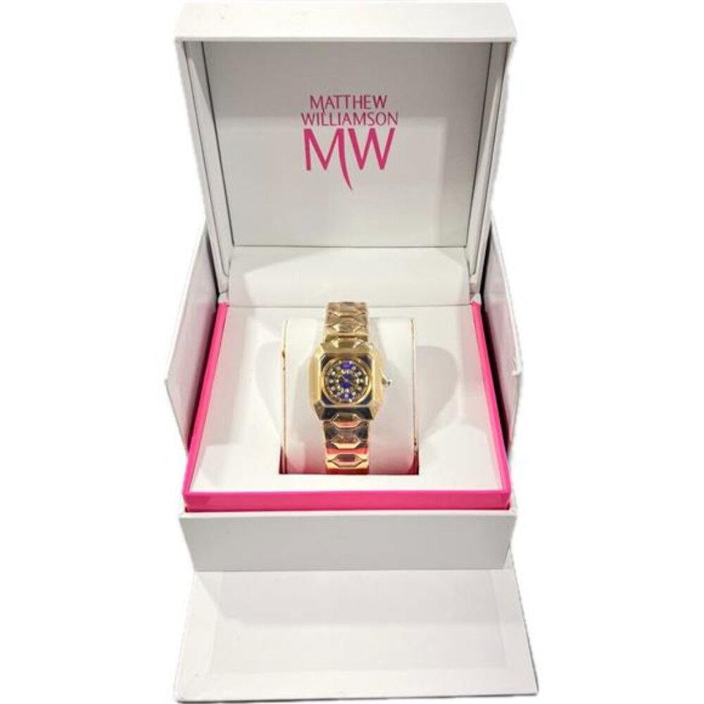 NEW Matthew Williamson Ladies Gold Plated Set Crystal Watch LBM33002-05